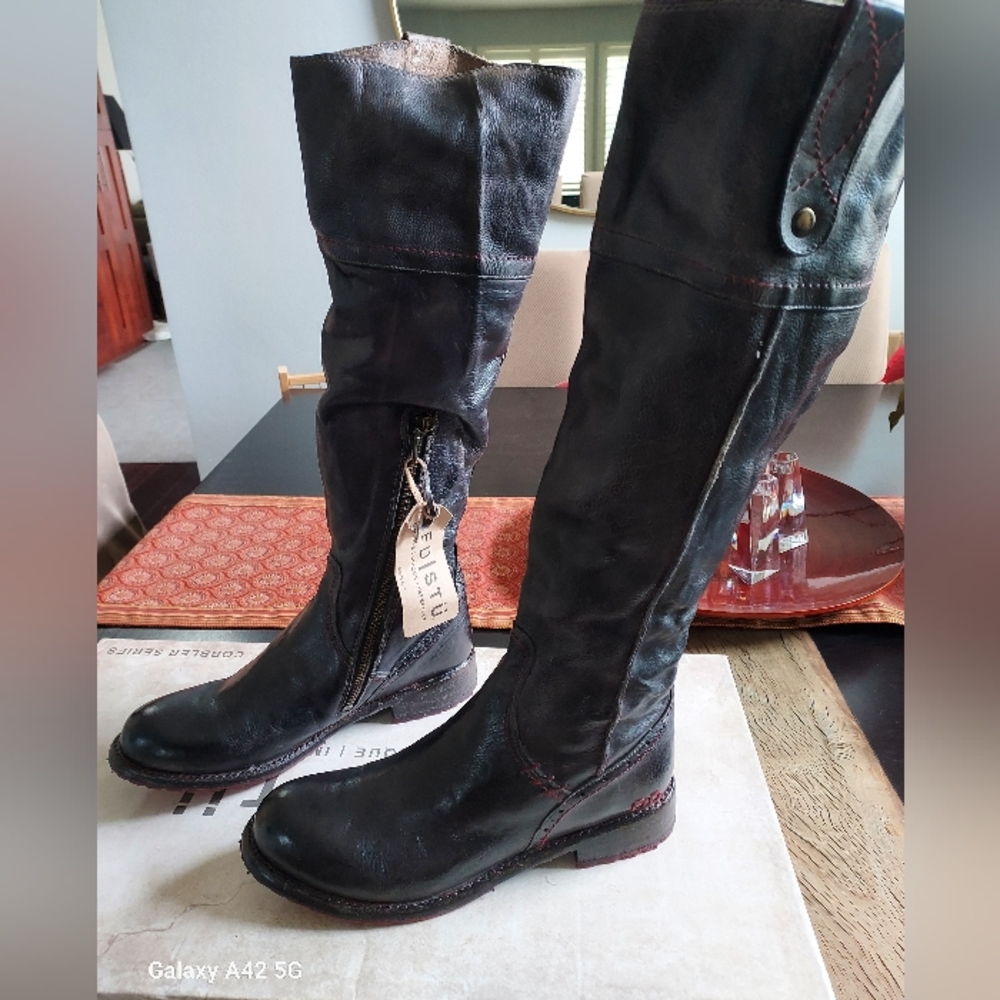 Bed Stu Jacqueline Rustic Black Leather Knee High Boots 8.5 - NIB